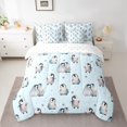 thumbnail image 2 of Manfei Cartoon Penguin Child Twin Bedding Sets 7-Piece, Cute Stars Print Bedding Comforter Set, Kawaii Antarctic Animal Reversible Sheet Sets, Microfiber Bedroom Decor, 2 of 7