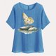 thumbnail image 4 of Vestidos Casuales Para Mujer, Blusas De Mujer De Moda Camisetas estampadas de moda para mujer, blusas casuales de lino holgadas de manga corta con cuello redondo y raglán, 4 of 7