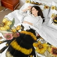 thumbnail image 4 of Castle Fairy Boys Girls Animal Honeybee Bedding Comforter Set 7 Pieces,Chic Floral Flowers Full Bedding Set Lightweight,Spring Garden Fitted Sheet Flat Sheet,Luxury Bedroom Decor,Reversible, 4 of 8