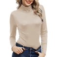thumbnail image 3 of Camisetas de punto acanaladas ajustadas básicas con cuello cuadrado de manga larga sexy para mujer, 3 of 5