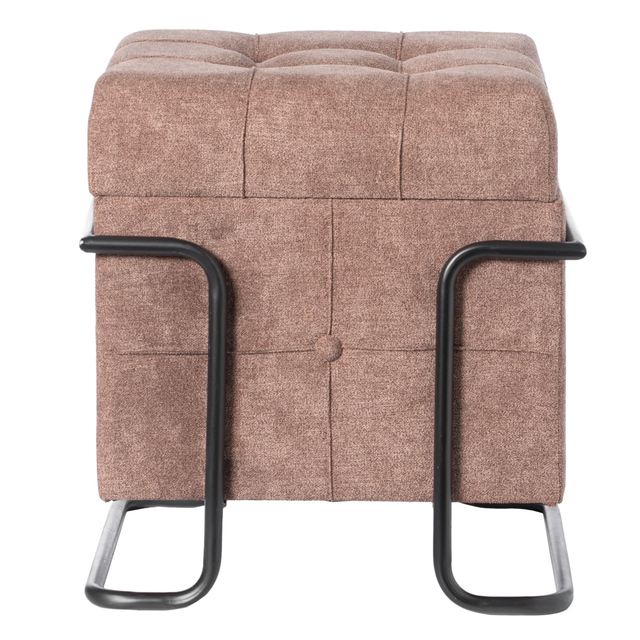 Square Fabric Storage Ottoman with Black Metal Frame