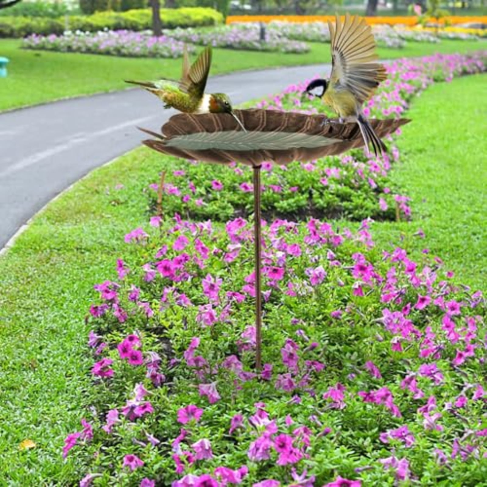 Cast Iron Standing Bird Feeder with Pole, Bird Feeders for Outdoors, Squirrel-Resistant Platform Bird Feeder Tray with Ground Spike for Garden, Yard & Lawn
