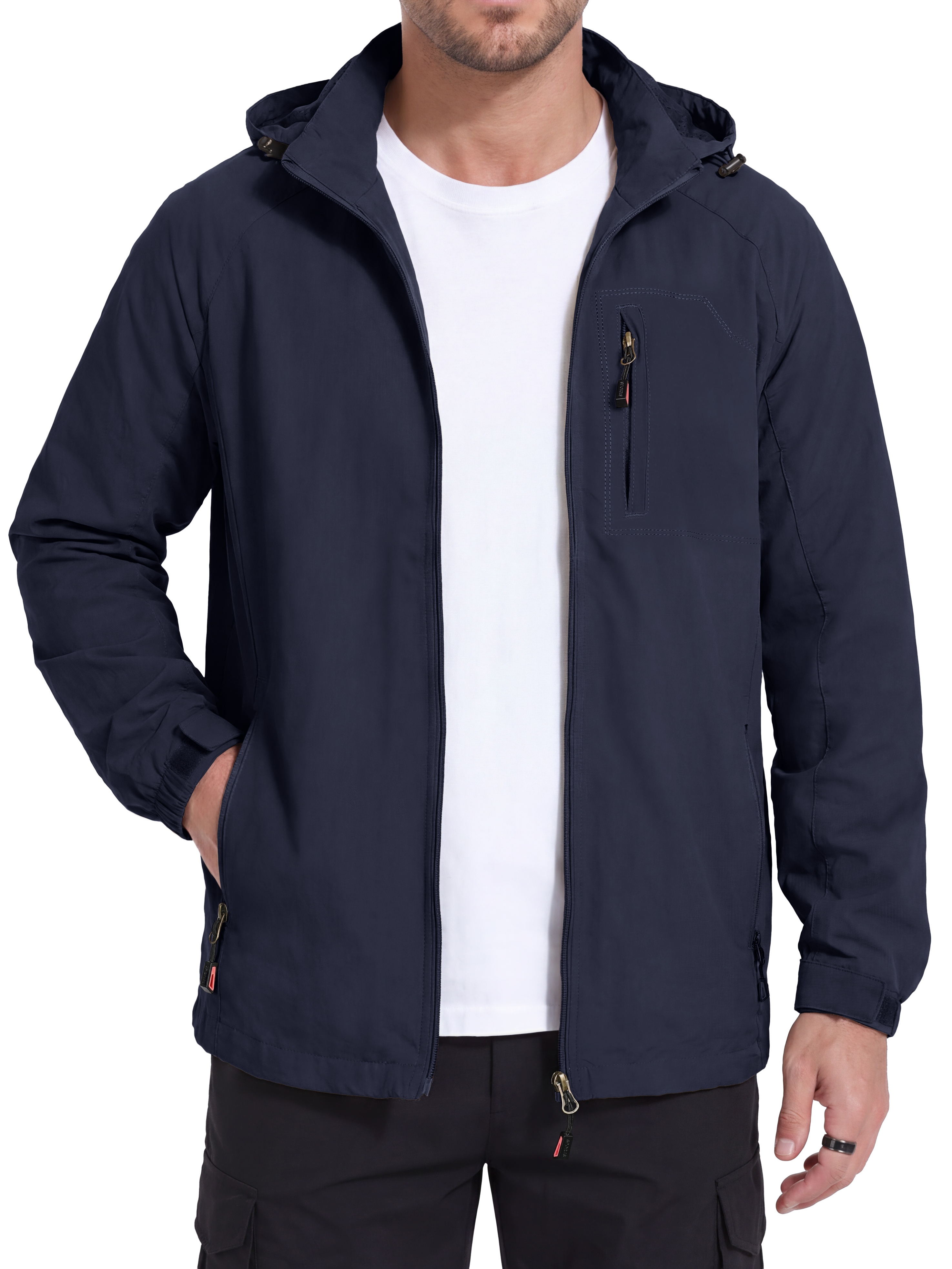 Iceglad Men's Lightweight Windbreaker Jacket with Detachable Hood photo 6