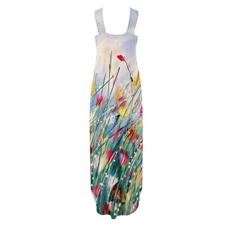 Maxi Dress for Women, Women's Casual Loose Sleeveless Beach Dress Vacation  Dresses Slit Side Summer Maxi Sun Dresses Todays Daily Deals Of The Day  Prime Today Only 
