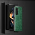 thumbnail image 1 of SaniMore for Samsung Galaxy Z Fold 4 (7.6" 2022) Case, PU Leather Crocodile Skin + Shockproof PC Backplane, Tough Rugged Anti-drop Slim Lightweight Wear-resistant Durable Fold Cover, Green, 1 of 8