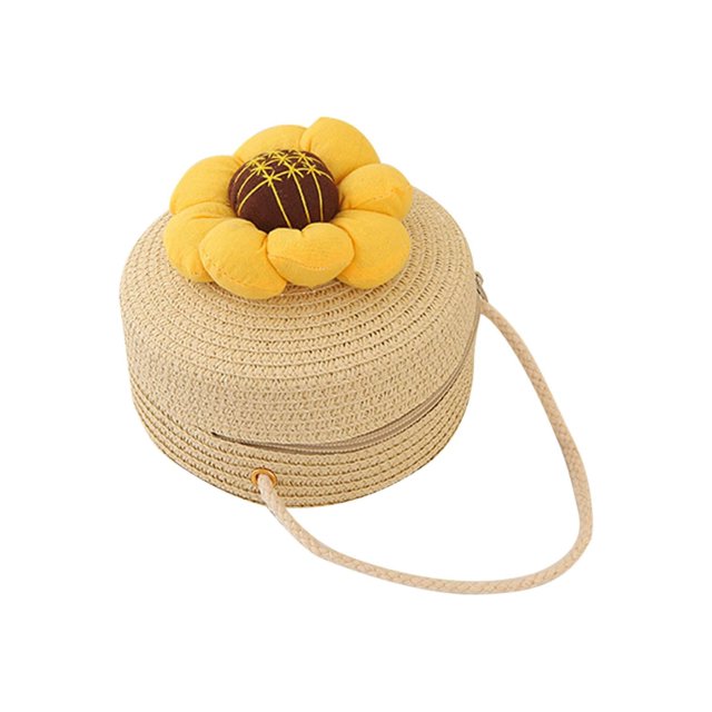 Bolso Hombro Paja Girasol Hugtrwg Dulce Verano para Niña Beige
