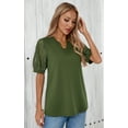 thumbnail image 6 of PRETTYGARDEN Womens Summer Tops Lace Short Sleeve Loose Casual Tee Shirts V Neck Trendy Business Blouse, 6 of 6