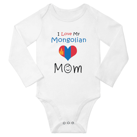 

I Love My Mongolian Mom Baby Long Slevve Jumpsuits (White 6-12 Months)