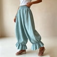 thumbnail image 5 of Women's Boho Harem Pants Casual Smocked High Waist Baggy Trousers with Ruffled Hem Loose Yoga Hippie Flowy Pants for Summer Vacation Lounge and Flattering Everyday Wear, 5 of 6