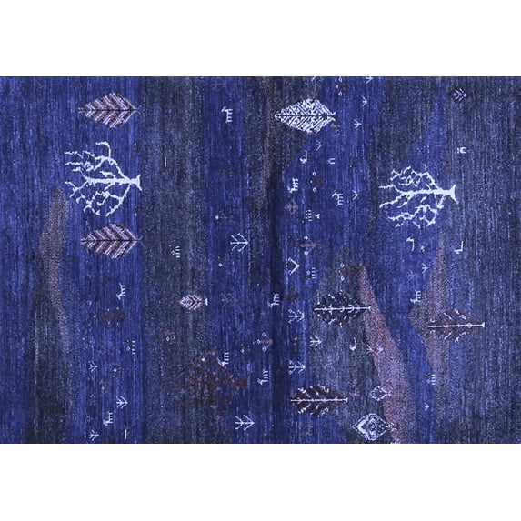 Ahgly Company Indoor Rectangle Abstract Blue Contemporary Area Rugs, 6' x 9'