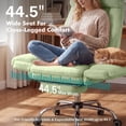 thumbnail image 3 of Genpo Cross Legged Office Chair, Criss Cross Desk Chair with Wheels, Green Teddy Fleece Big and Tall Reclining Office Chair 500lbs with Foot Rest, Reversible Armrests & Wide Seat, 3 of 6
