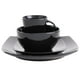 thumbnail image 3 of Gibson Elite Soho Lounge Square Reactive Glaze - Vajilla De Gres Para 4 (16 Piezas), Color Negro, 3 of 5