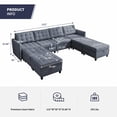 thumbnail image 2 of ZAFLY U/L Shaped Couch Set with Storage Ottoman, Modular Sectional Sofa for Living Room, Gray, 2 of 5