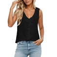 thumbnail image 2 of ZHOGXU Women's Tank Tops Sleeveless V Neck Ruffles Hem Solid Color Comfortable Lightweight Slim Fit Layering Camisole For Daily Wear Versatile Basic,Black,L, 2 of 5