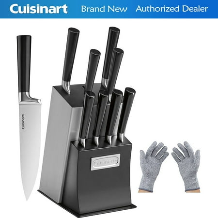 Cuisinart 11-Piece Vetrano Collection Cutlery Knife Block Set Black (C77SSB-11P) with Deco Gear Safety Kitchen Cut Resistant