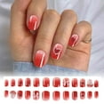 thumbnail image 5 of 24 Piece Striped Acrylic On Nail Set With Glue For Women And Girls Full Cover Nails Easy Application Design, 5 of 7