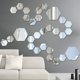 thumbnail image 4 of EeaseMX 12 pegatinas de pared con espejos acrílicos hexagonales, decoración para el hogar, sala de estar, arte moderno, 8 x 8 cm (plateadas), 4 of 7