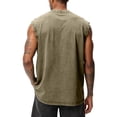 thumbnail image 4 of Domuza Mens Workout Tank Tops Sleeveless Tee Shirts Men Muscle Shirt Gym Acid Wash T Shirts Running Beach Loose Fit Tee Army Green L, 4 of 4