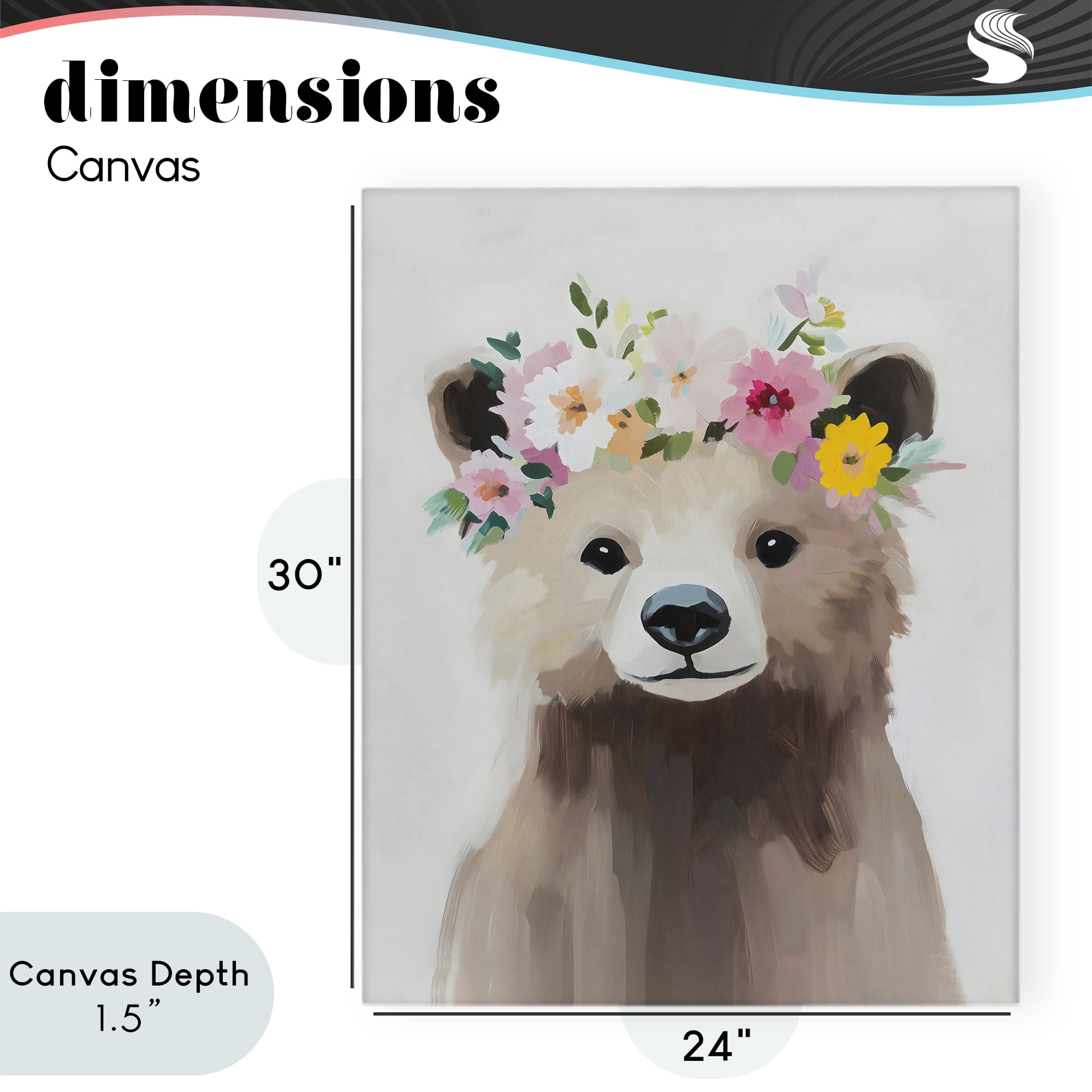 Stupell Industries Flower Crown Bear Canvas Wall Art, design by The Prints Vibe