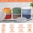 thumbnail image 3 of Koluti Ramekins de silicona antiadherente - Juego de 6 tazones de 8 onzas, apto para horno de souffl&eacute; de crema Brulee con tapas, tazas para hornear postre de pud&iacute;n, recipiente de, 3 of 7