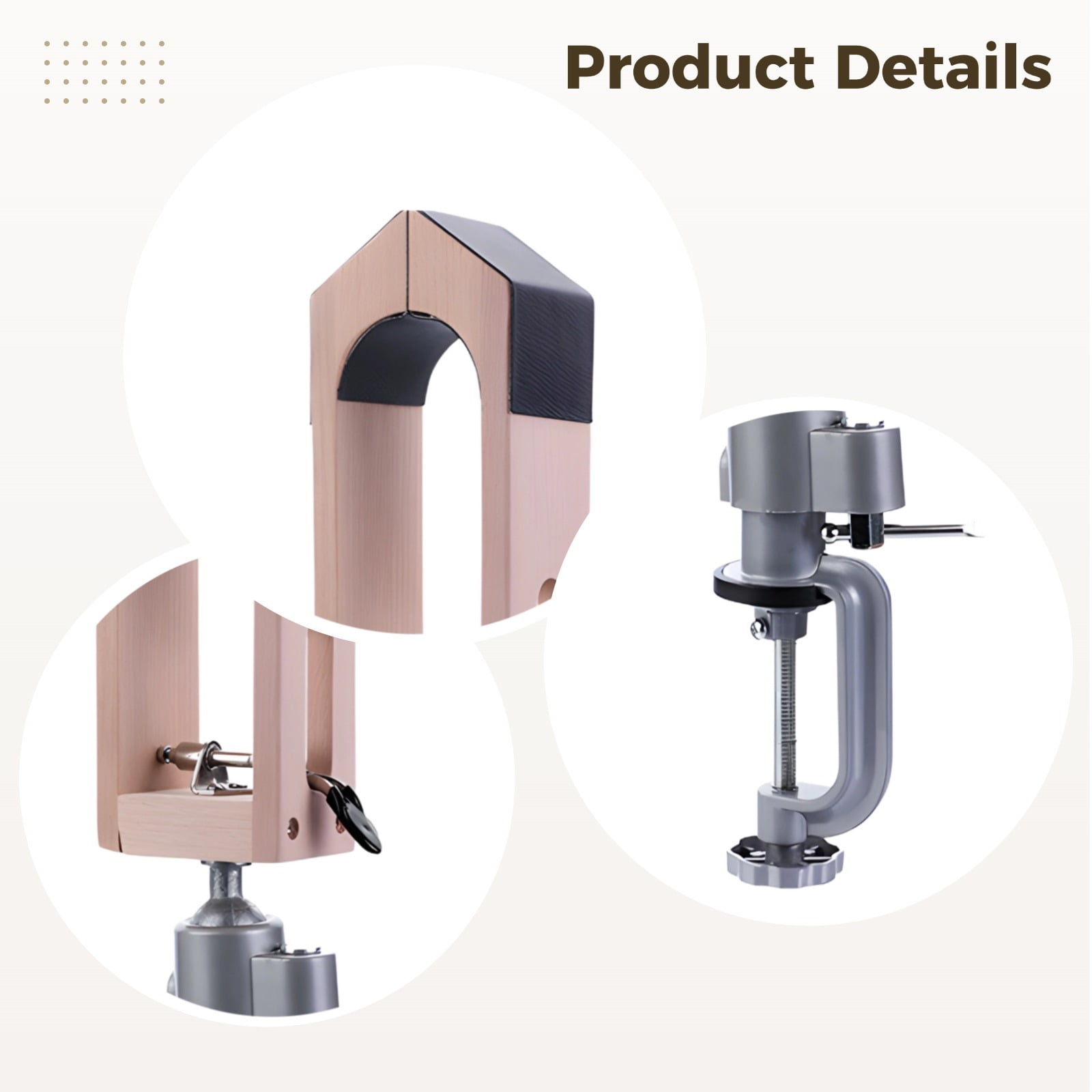 Professional Leathercraft Stitching Pony Tool - Beech Wood Base, Adjustable Clamp, for Hand Sewing & DIY Leatherworking - Features PU Cushioned Jaws for Enhanced Grip