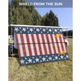 thumbnail image 3 of 4th of July RV Awning Sun Shade Screen 9'X15.3' Patriotic Star Stripes Mesh Sunscreen Rustic Red White and Blue Awning Shade Screen with Zipper UV Blocker Completed Kits for RV Motorhome Camper, 3 of 7