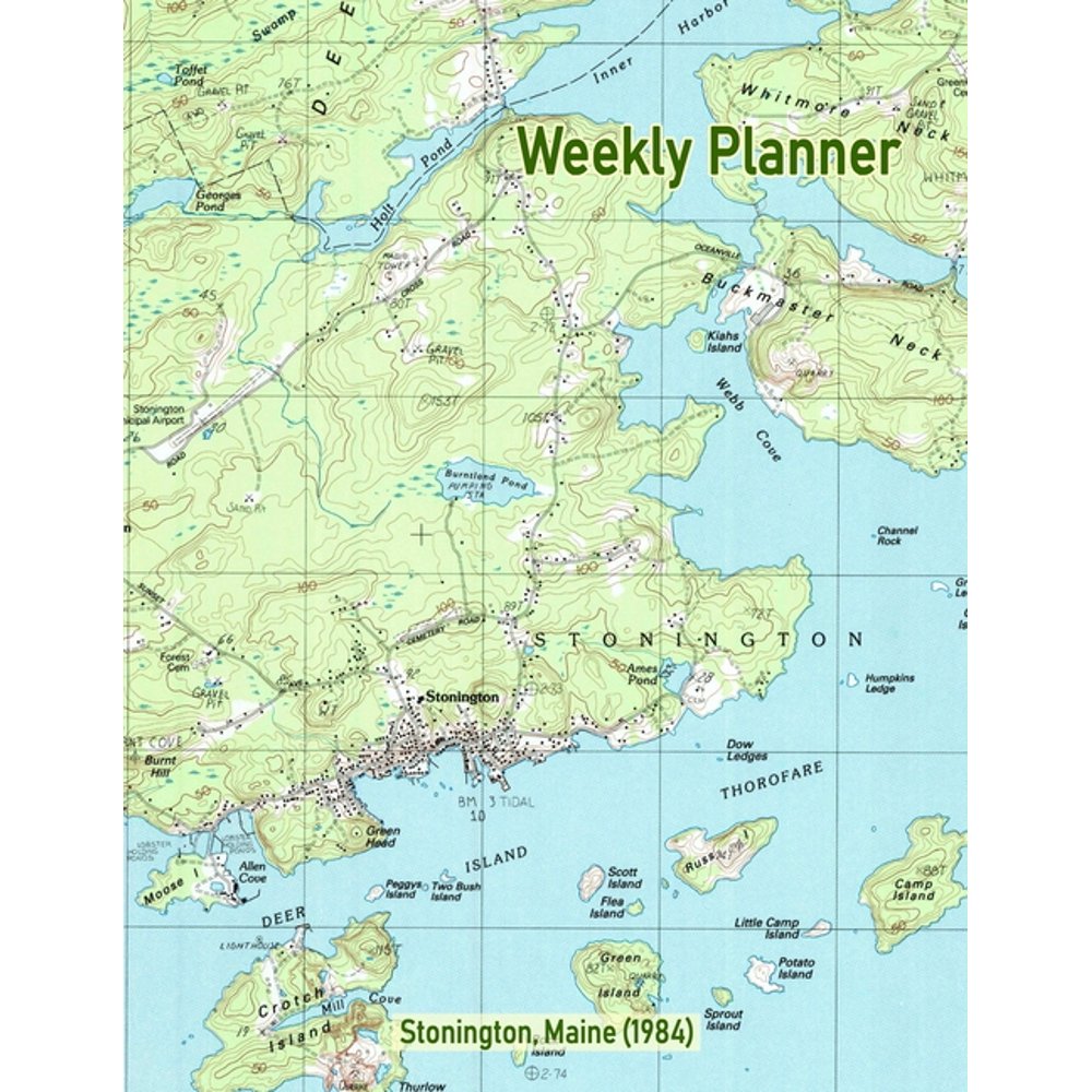 Weekly Planner Stonington, Maine (1984) Vintage Topo Map Cover