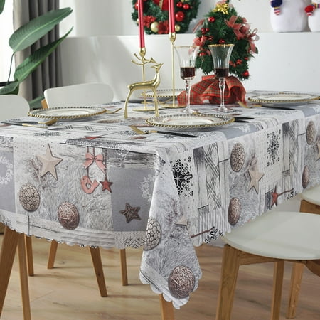 

Reusable Christmas Tablecloth 5 X 6 FT Rectangle Table Cover Polyester Waterproof Tablecloth Gift for Party Kitchen Dinner Table Topper