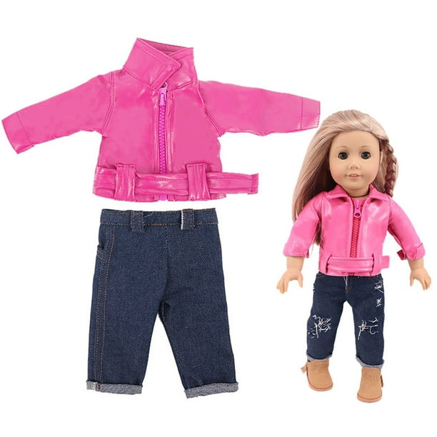 Ensemble de Vêtements de Poupée Adorable Casual Mini Fille Veste de Poupée  Jeans pour Poupées de 18 Pouces 