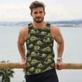 thumbnail image 6 of Gukieu Light Green Excavator Print Men's Quick Dry Fitness Vest, Round Neck Sleeveless Fitness Bodybuilding Top-Small, 6 of 7