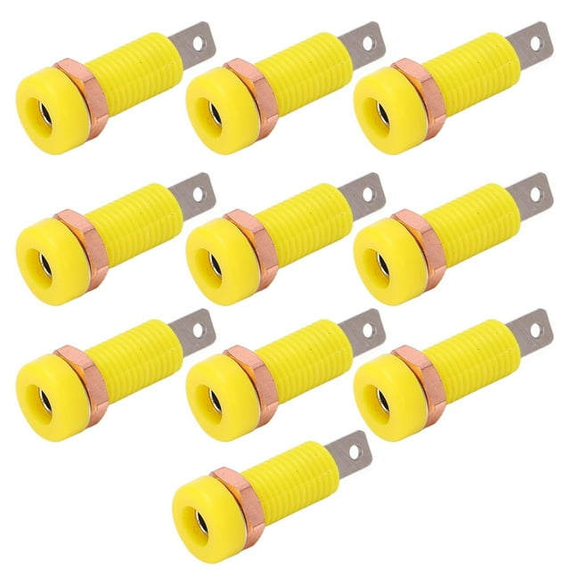 HUGFEGWE 10PCS 4mm Banana Jack Socket Female, Connector Panel for Electronic Instrument (Yellow) U2536-25701