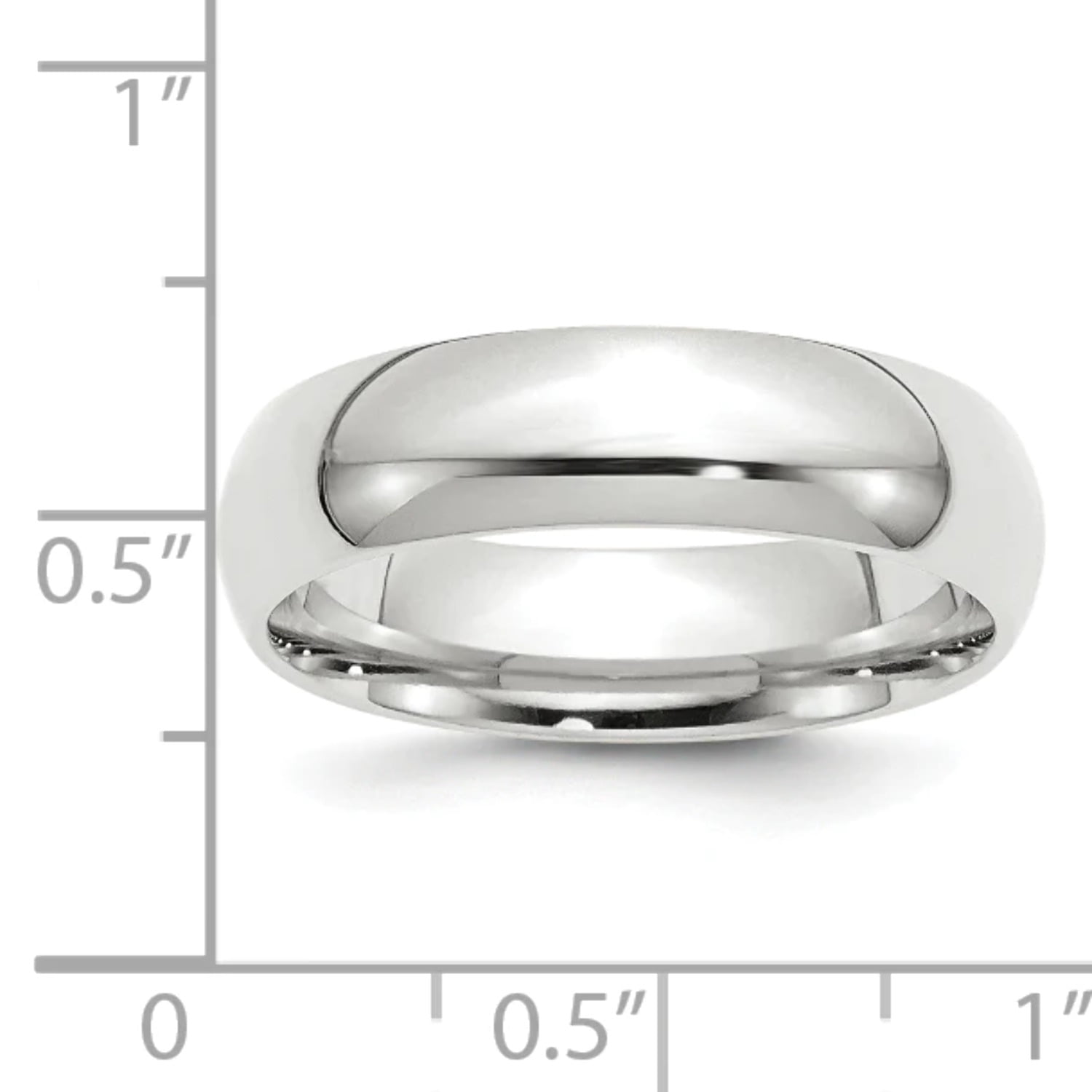 14k White Gold Solid Polished 6mm Comfort-Fit Band Ring Size 10.5 Ring for Women and Men - 8.8 Grams
