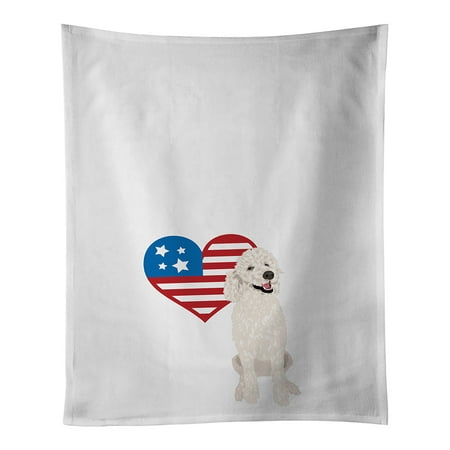 

Poodle Standard White Patriotic White Kitchen Towel Set of 2 19 in x 28 in