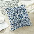 thumbnail image 4 of Navy Blue Boho Pillow Covers 16x16 Inch 2 Pcs,Vintage Bohemian Carpet Style Decorative Throw Pillows for Couch,Navy Flower Print Farmhouse Decor Pillowcase Linen Cushion Cover for Bed Sofa, 4 of 6