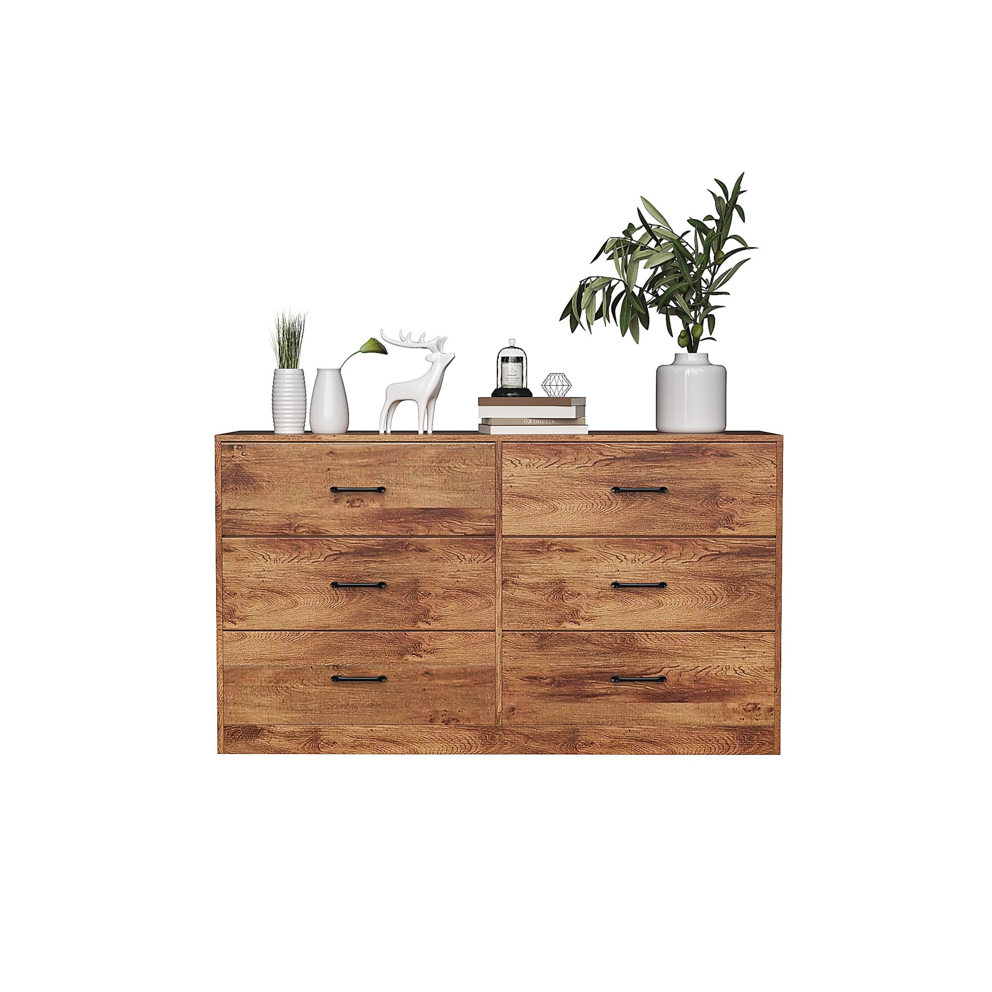 YYAo 6 Drawer Double Dresser, Wide 6 Chest of Drawers, Nursery Dresser, 65" TV Stand for Dining Room/Living Room, Walnut YYAo 6 Drawer Double Dresser, Wide 6 Chest of Drawers, Nursery Dresser, 65" TV Stand for Dining Room/Living Room, Walnut