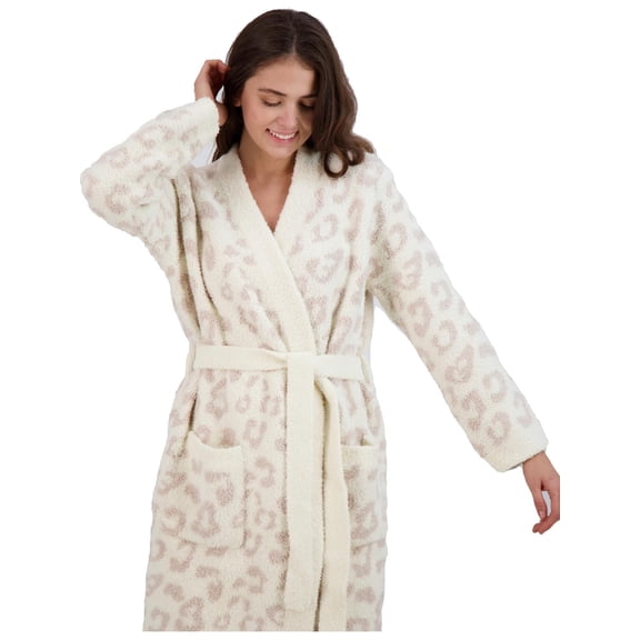 Barefoot Dreams Cozychic Women's Plush Microfiber Animal Print Loungewear Robe