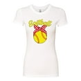 thumbnail image 2 of Wild Bobby, Cute Ribbon Bow Softball Mom Gift, Mother's Day, Women Slim Fit Junior Tee, White, Large, 2 of 3
