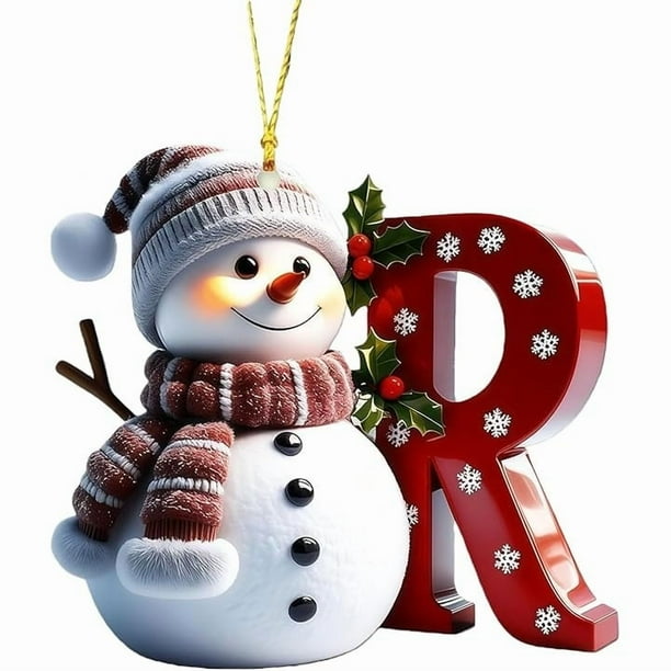 Adornos navideños de muñeco de nieve | Juego de 26 letras decorativas para una decoración navideña personalizada | Colgantes para interiores para el hogar, la oficina y fiestas