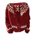 thumbnail image 3 of Womens Plus Size Cardigan Sweaters Boho Button Down Chunky Knit Cardigans Ethnic Crewneck Fall Winter Jacket, S Red, 3 of 4