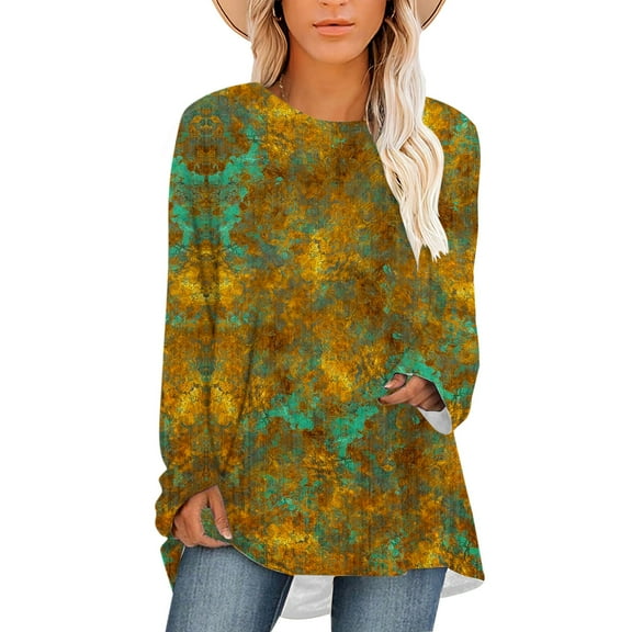 CLOOCL Women Plus Size Tops Vintage Ink Pattern Print T-Shirt Long Sleeve Casual Female Loose Blouse