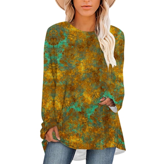 CLOOCL Women Plus Size Tops Vintage Ink Pattern Print T-Shirt Long Sleeve Casual Female Loose Blouse