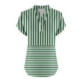 thumbnail image 5 of Shirts for Women under $10 Short Sleeve V-Neck Stripe Button Casual Printed Home T-shirt Blouses Green L, 5 of 5