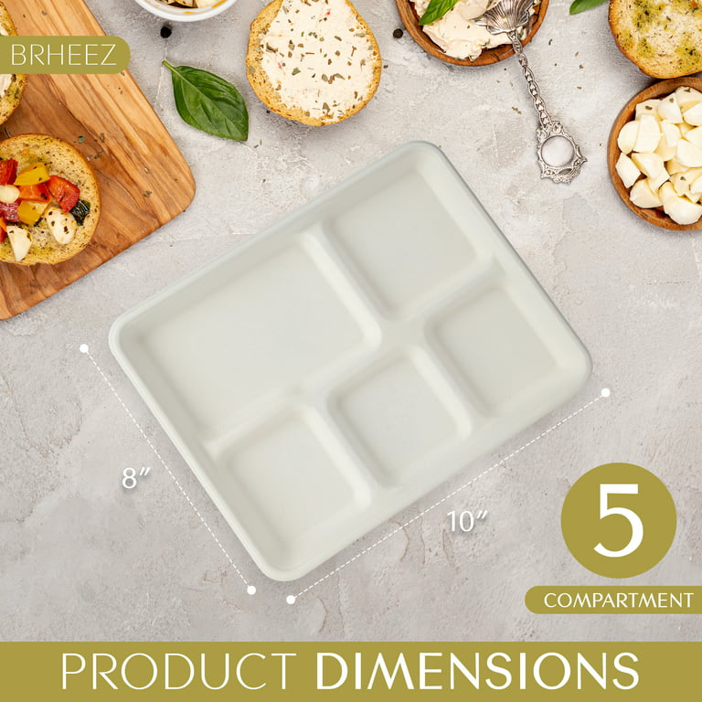 LUNCH TRAY for Meals made of Sugarcane left overs - 5 Cup - FreshOn