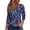 Multicolor, variant on Njagoc3 Womens Blue & White Floral Print Shirt, 3/4 Sleeve, Loose Fit, Casual Summer & Spring Top