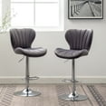 thumbnail image 2 of Of 2 Gray Adjustable Swivel - Velvety Upholstery, 360° Rotation, Gas Lift Height Adjustment, Footrest, Chic Contemporary Upholstered , Seat With Foam Padding, Vertical Line Detail, Finish Accents, 2 of 6