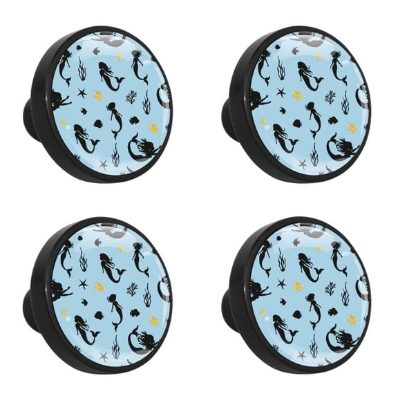 4 Pcs Ocean Mermaid Fish Knobs for Kitchen Cabinet Cupboard Dresser Bookcase Drawer Pulls Handles Round Home Decor