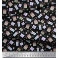 thumbnail image 3 of Soimoi Black Cotton Voile Fabric Candy Stick,Gift Box & Oranament Christmas Print Fabric by the Yard 42 Inch Wide, 3 of 3