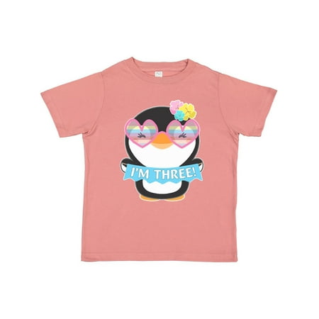 

Inktastic I m 3 Cute Penguin with Sunglasses and Flowers Gift Toddler Boy or Toddler Girl T-Shirt
