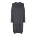 thumbnail image 5 of Up to 65% Off Women's Loose Dresses Women's Casual Solid Color Long Sleeved Round Neck Dress Dark Gray, XL, 5 of 5