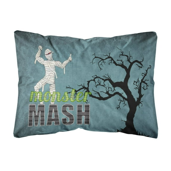 Carolines Treasures SB3019PW1216 Monster Mash with Mummy Halloween   Canvas Fabric Decorative Pillow 12H x16W multicolor